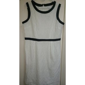 White Lace Black Trim Dress